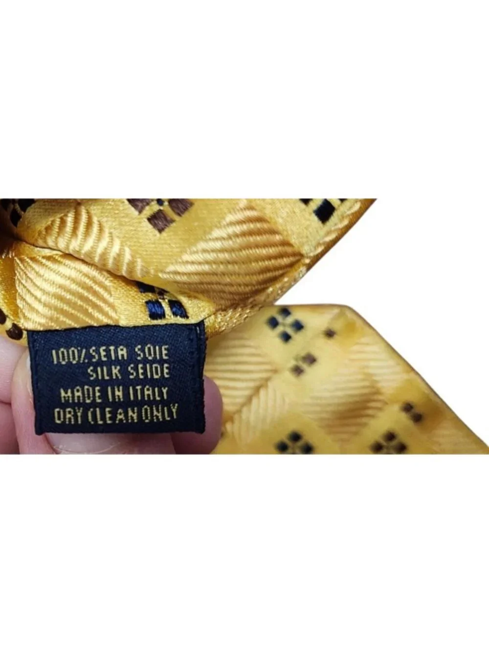 Vintage Burberrys 100% Silk Yellow Geometric Necktie Made in Italy